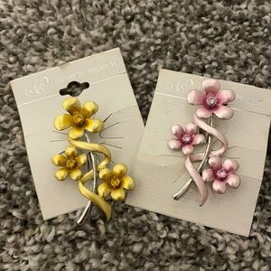 Two Flower Brooches
